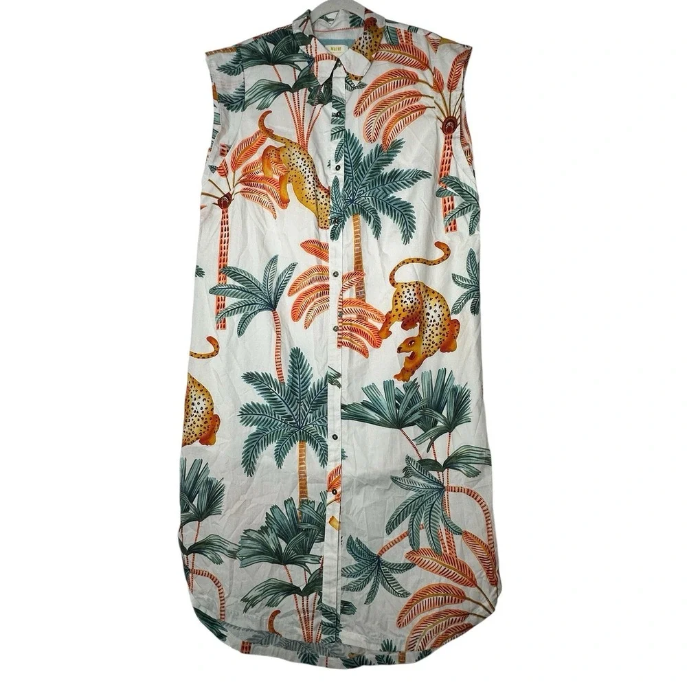 Maeve By Anthropologie Maxi Dress Women's Large Button-Front Tropical Resort - Picture 3 of 11